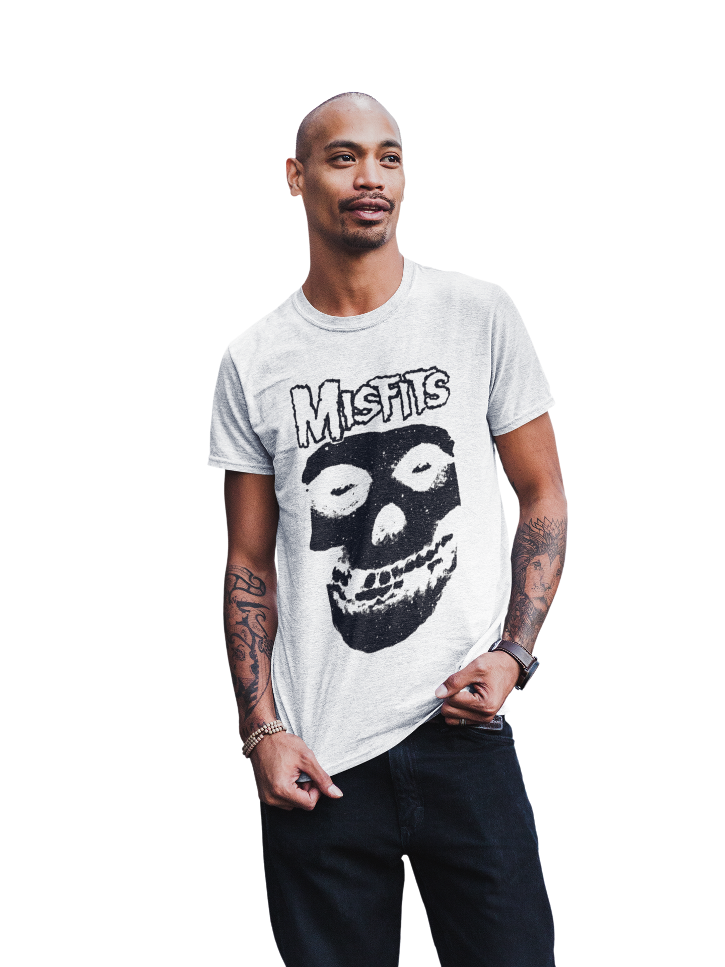 Stakes Misfits Black Skull Jumbo Print T-shirt White