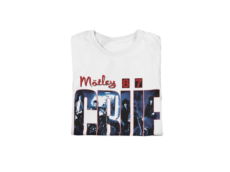 Stakes Motley Crue - 1987 Tour Vintage Jumbo Print T-Shirt White