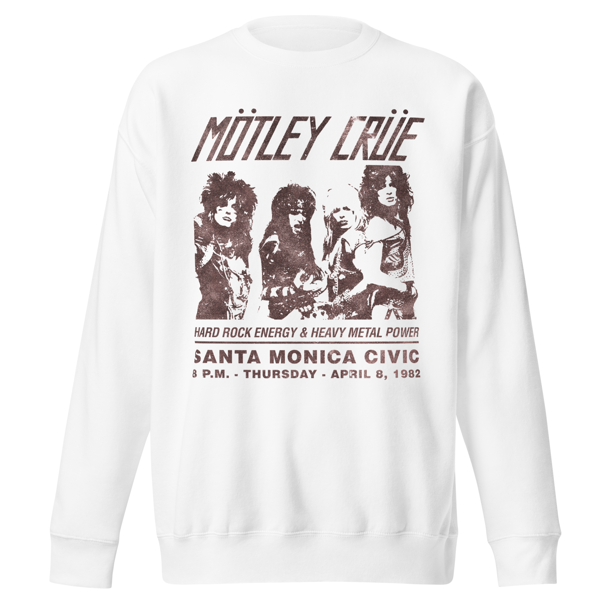 Stakes Motley Crue '82 Santa Monica Jumbo Print Sweatshirt White