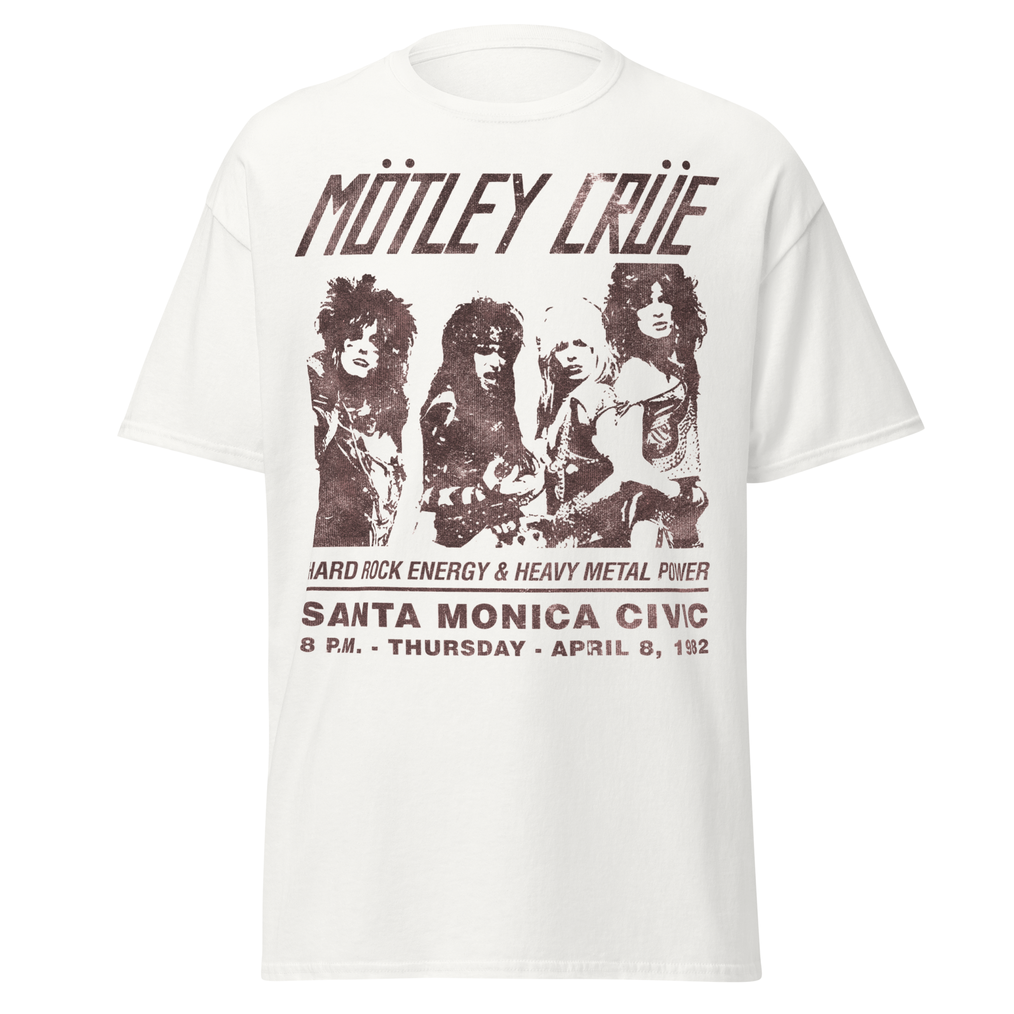 Stakes Motley Crue '82 Santa Monica Jumbo Print T-Shirt White