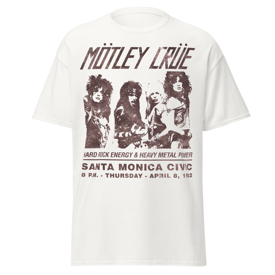 Stakes Motley Crue '82 Santa Monica Jumbo Print T-Shirt White