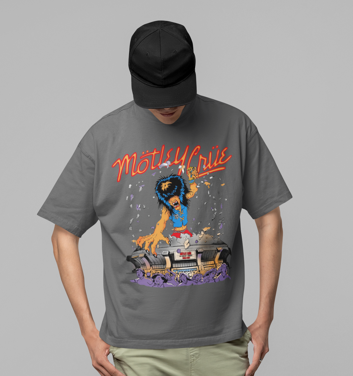 Stakes Motley Crue Allister Dome Jumbo Print T-shirt Gray