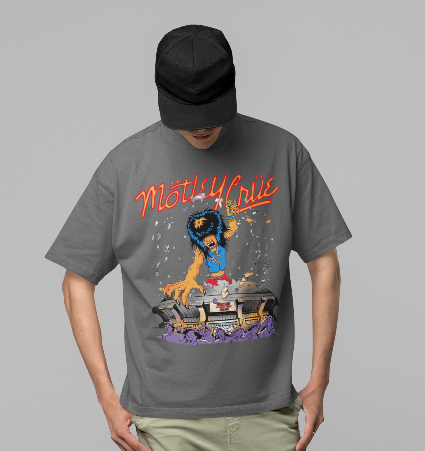 Stakes Motley Crue Allister Dome Jumbo Print T-shirt Gray