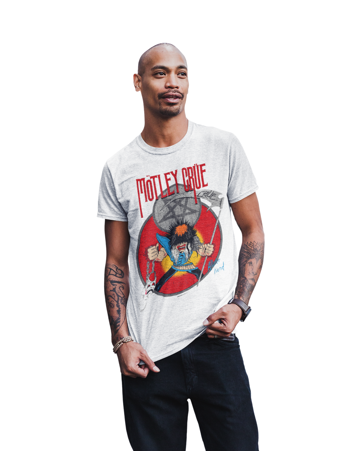 Stakes Motley Crue Allister Reaper Jumbo Print T-shirt White