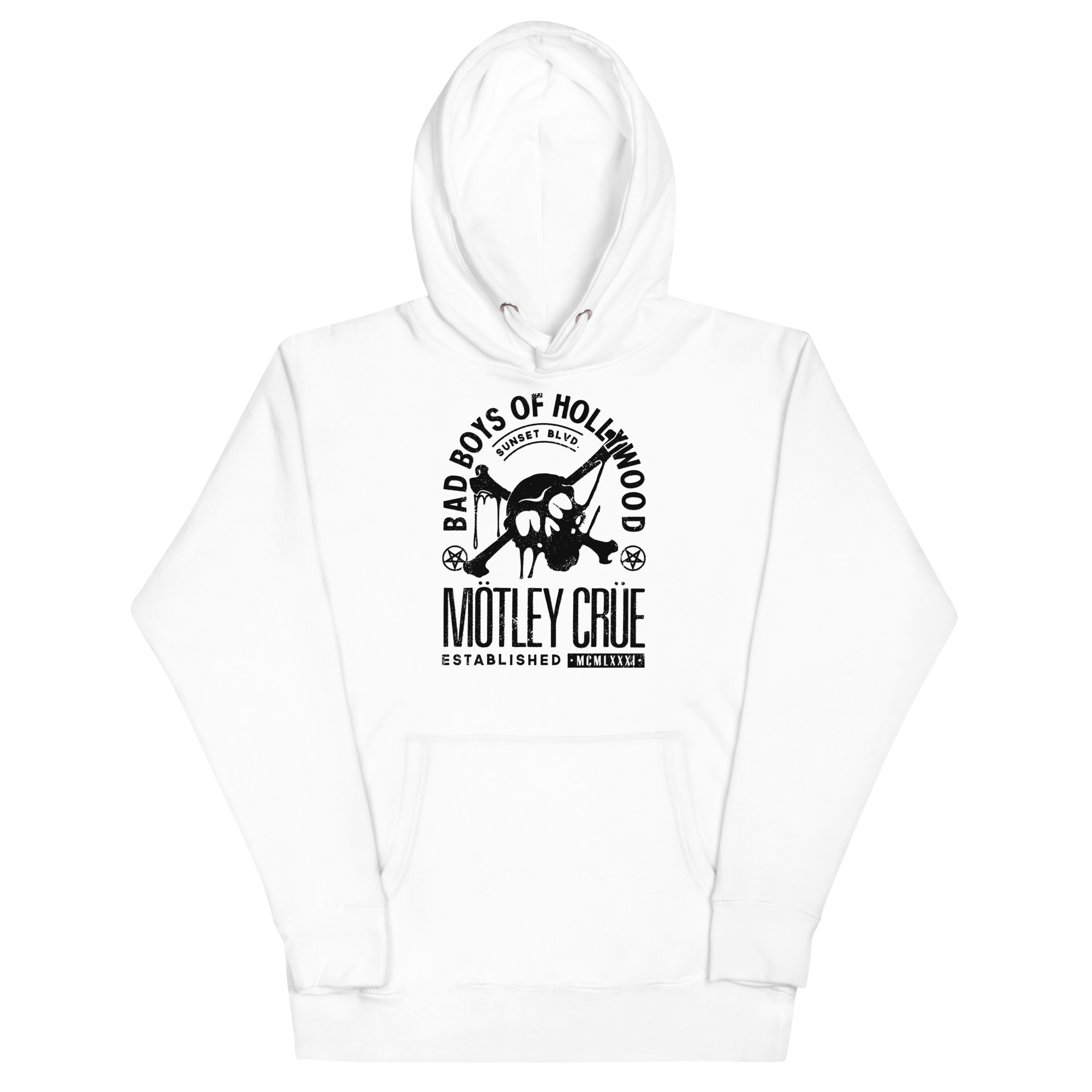 Stakes Motley Crue Bad Boys of Hollywood Classic Hoodie White