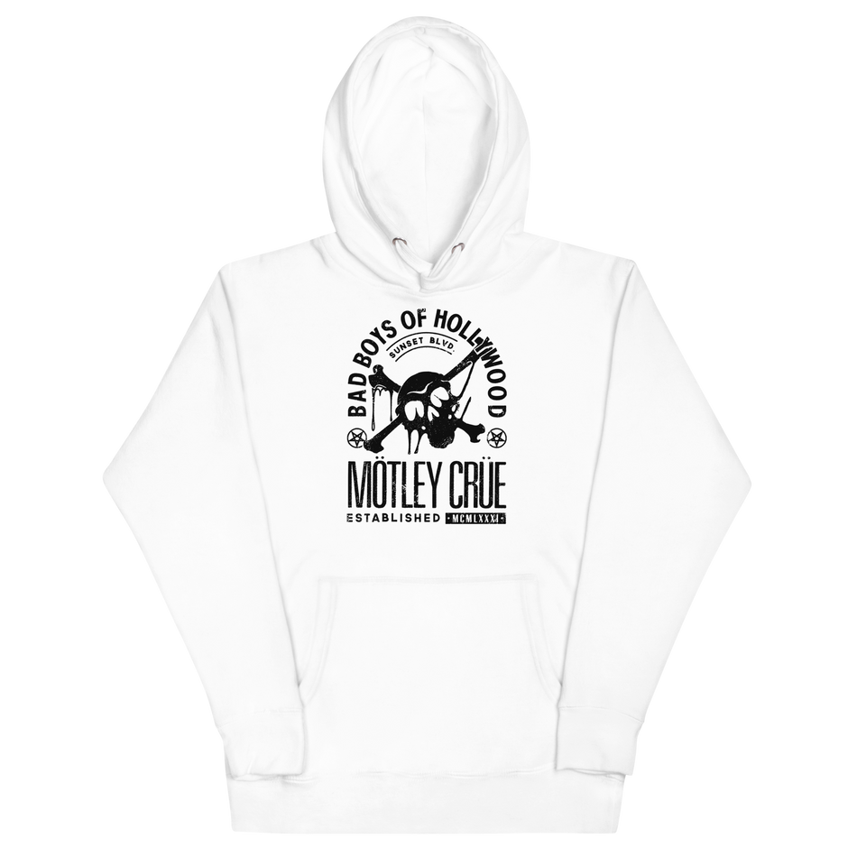 Stakes Motley Crue Bad Boys of Hollywood Classic Hoodie White