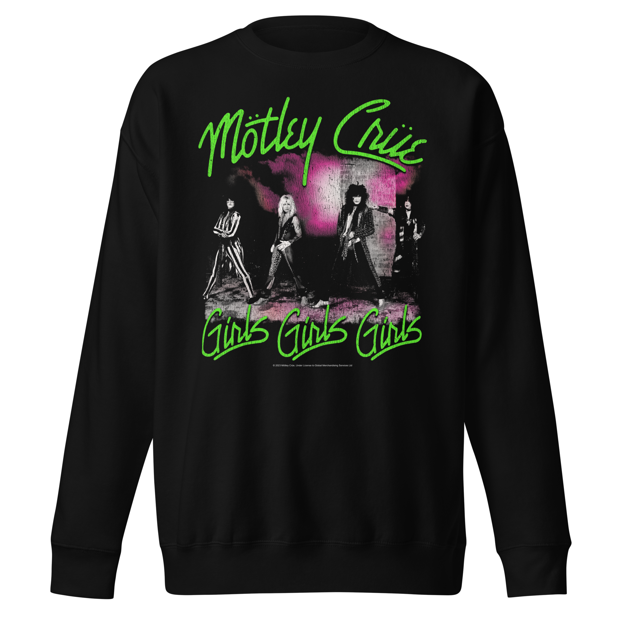 Stakes Motley Crue Green Girls Jumbo Print Sweatshirt Black