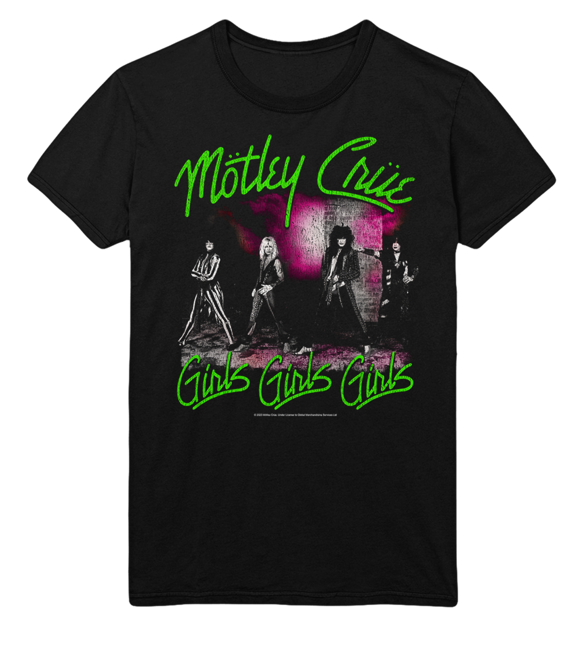 Stakes Motley Crue Green Girls Jumbo Print T-Shirt Black