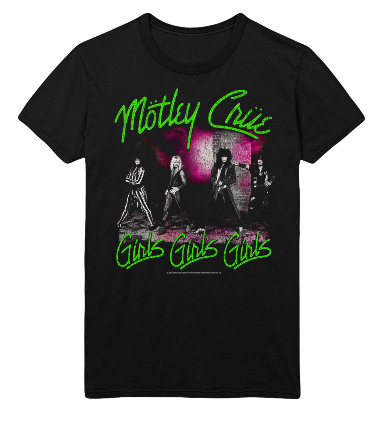 Stakes Motley Crue Green Girls Jumbo Print T-Shirt Black