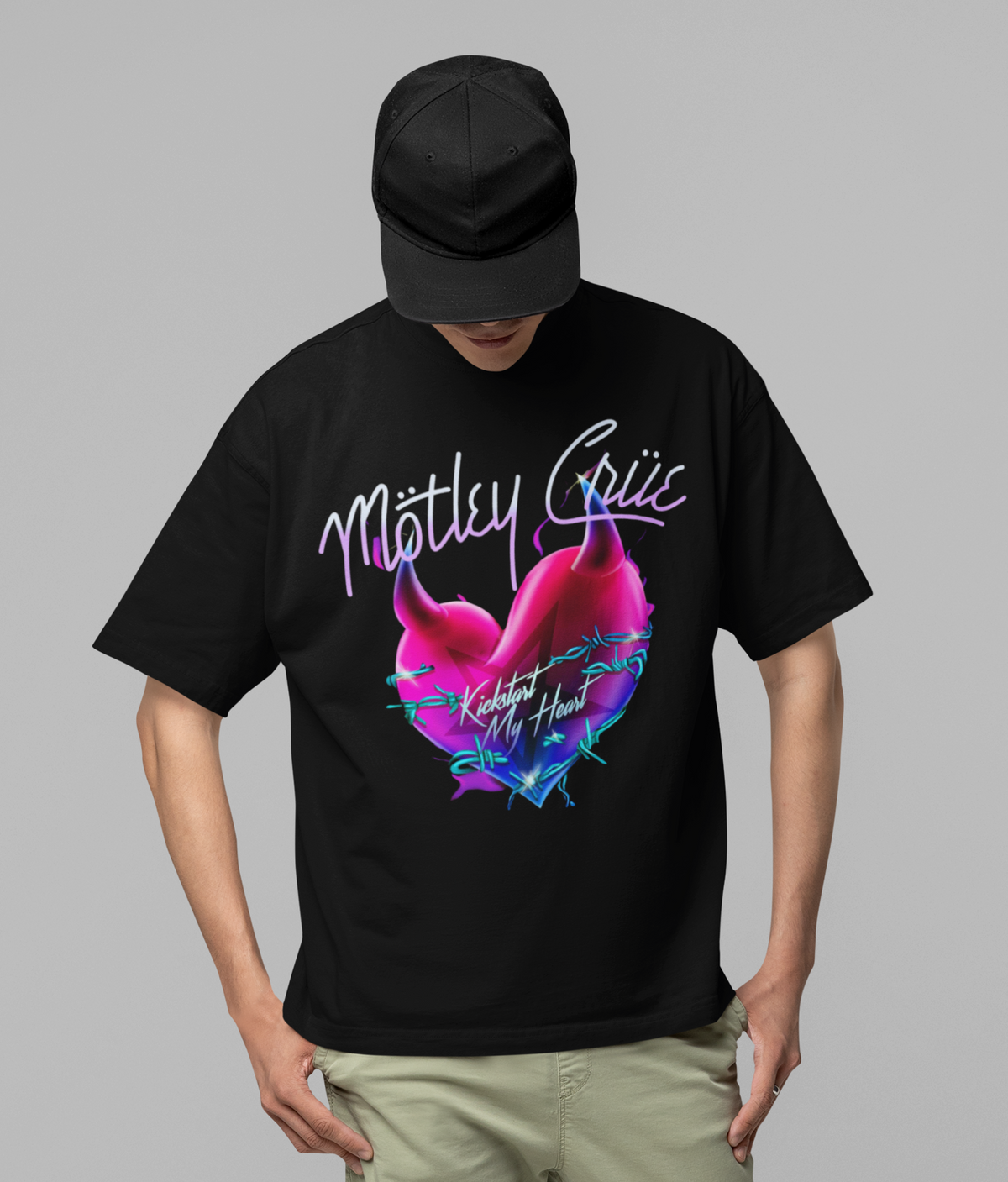 Stakes Motley Crue Kickstart Jumbo Print T-shirt Black