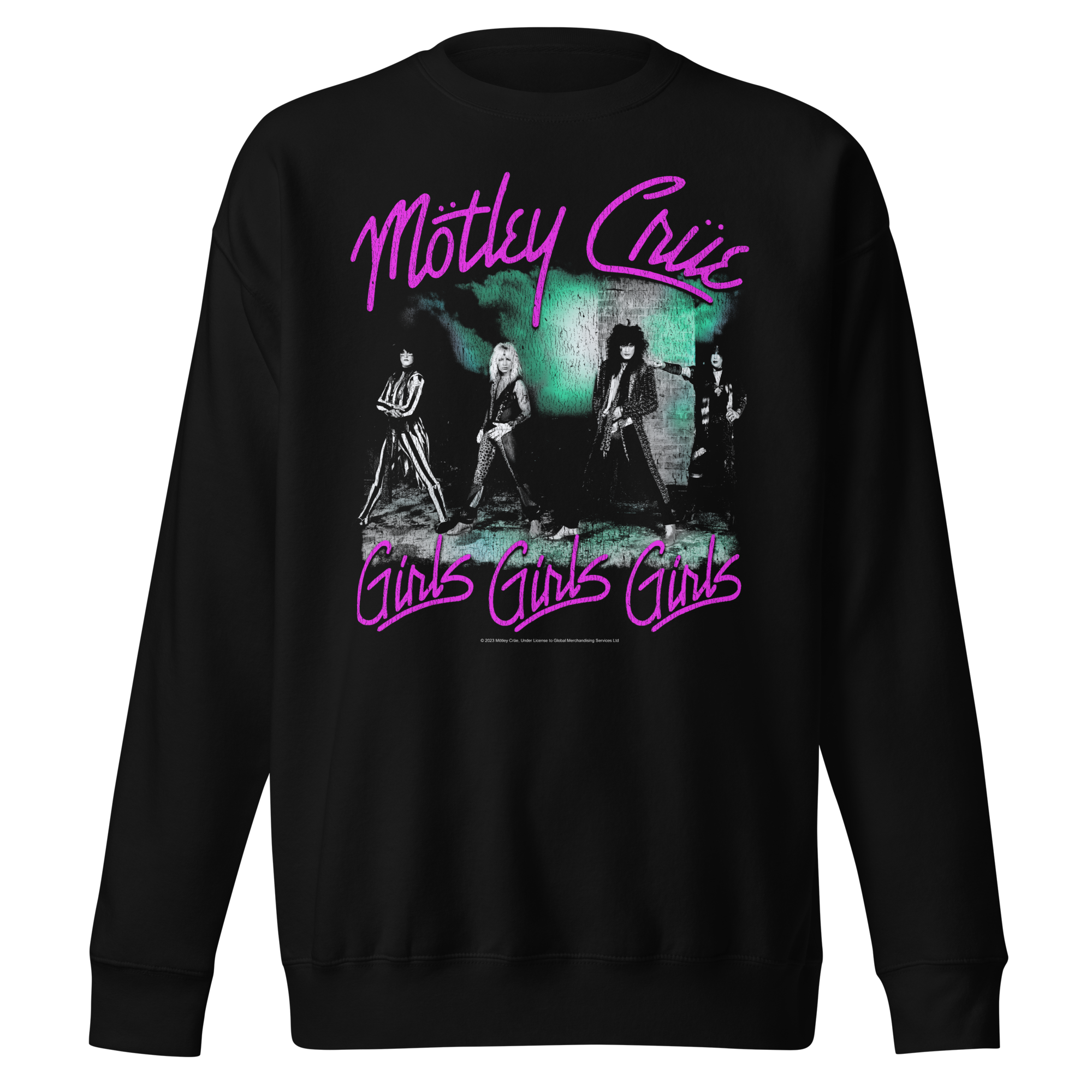 Stakes Motley Crue Pink Girls Jumbo Print Sweatshirt Black