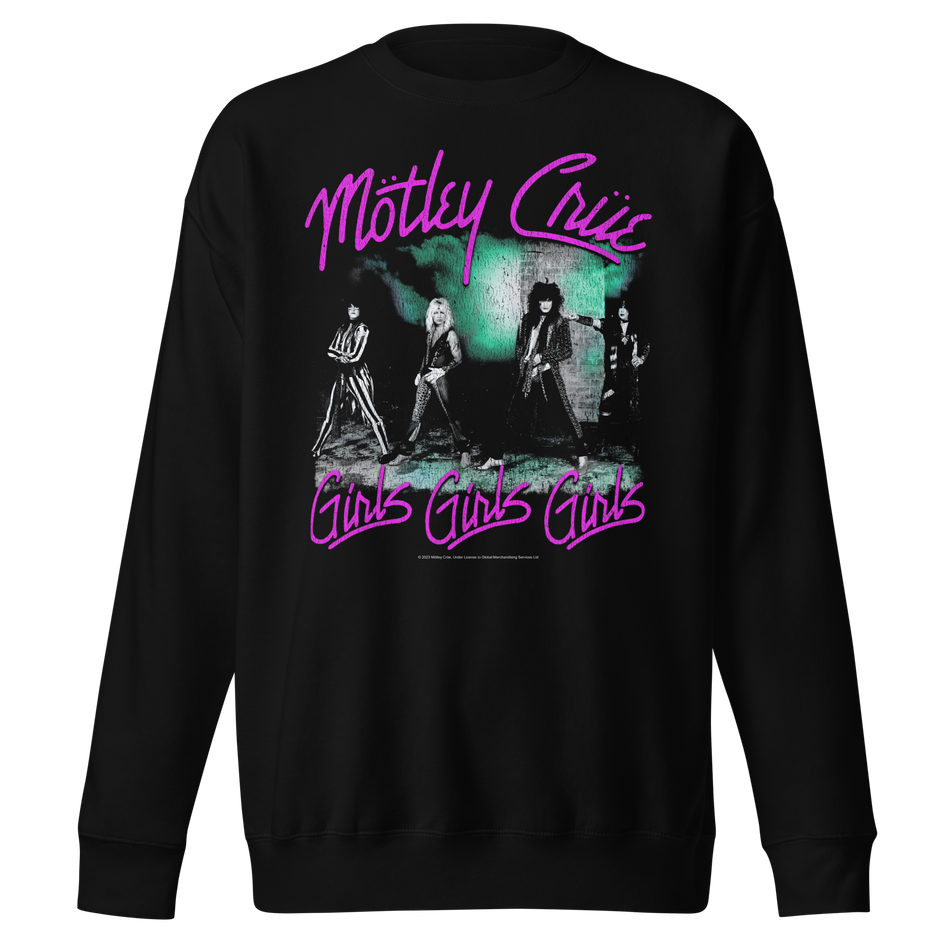 Stakes Motley Crue Pink Girls Jumbo Print Sweatshirt Black
