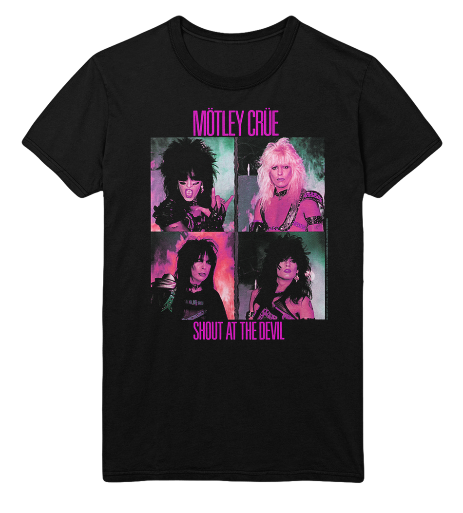 Stakes Motley Crue Pink Shout Jumbo Print T-Shirt Black