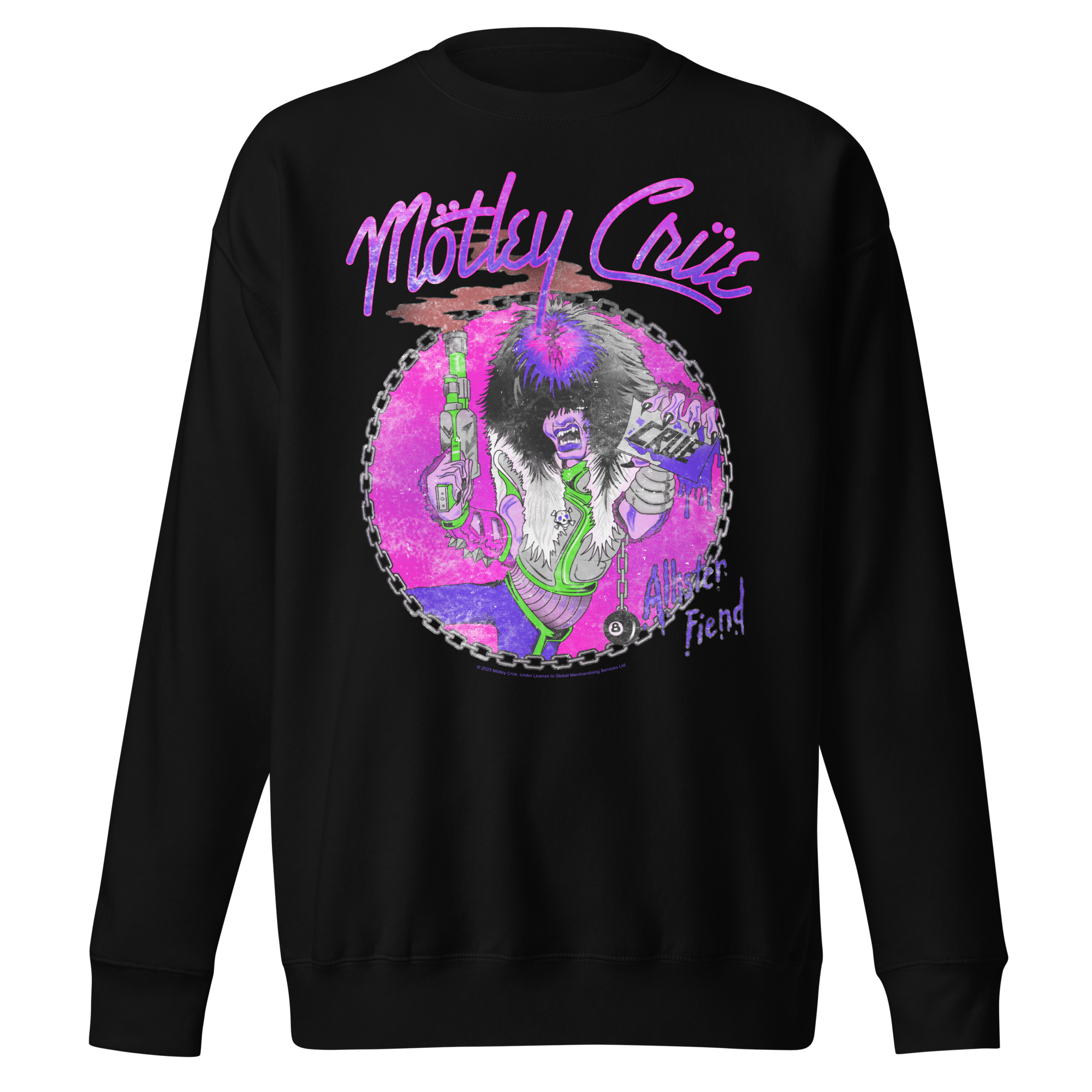 Stakes Motley Crue Purple Allister Jumbo Print Sweatshirt Black