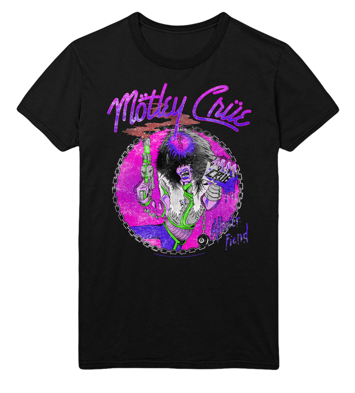 Stakes Motley Crue Purple Allister Jumbo Print T-Shirt Black