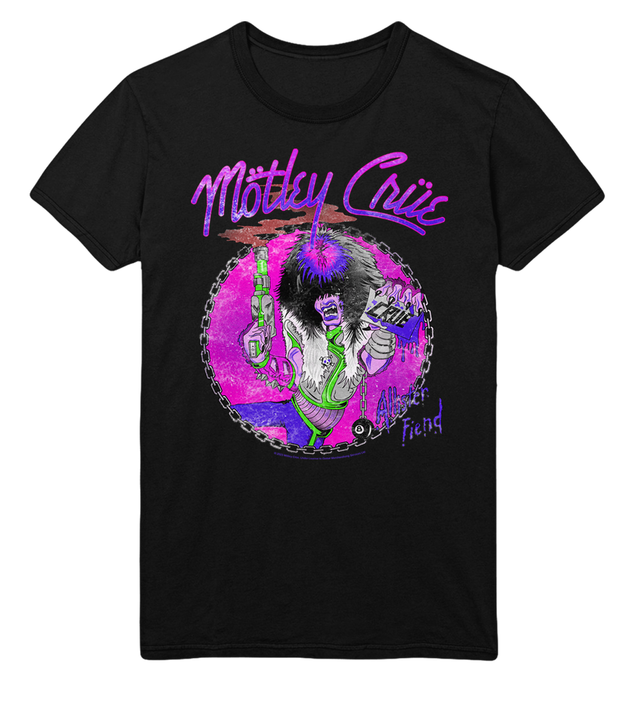 Stakes Motley Crue Purple Allister Jumbo Print T-Shirt Black
