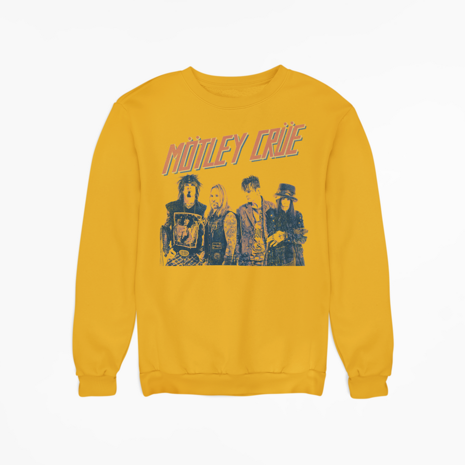 Stakes Motley Crue - Retro Boomin Jumbo Print Sweatshirt Gold