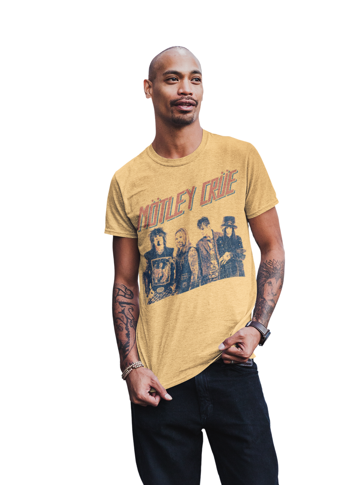 Stakes Motley Crue - Retro Boomin Jumbo Print T-Shirt Gold