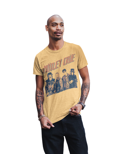 Stakes Motley Crue - Retro Boomin Jumbo Print T-Shirt Gold