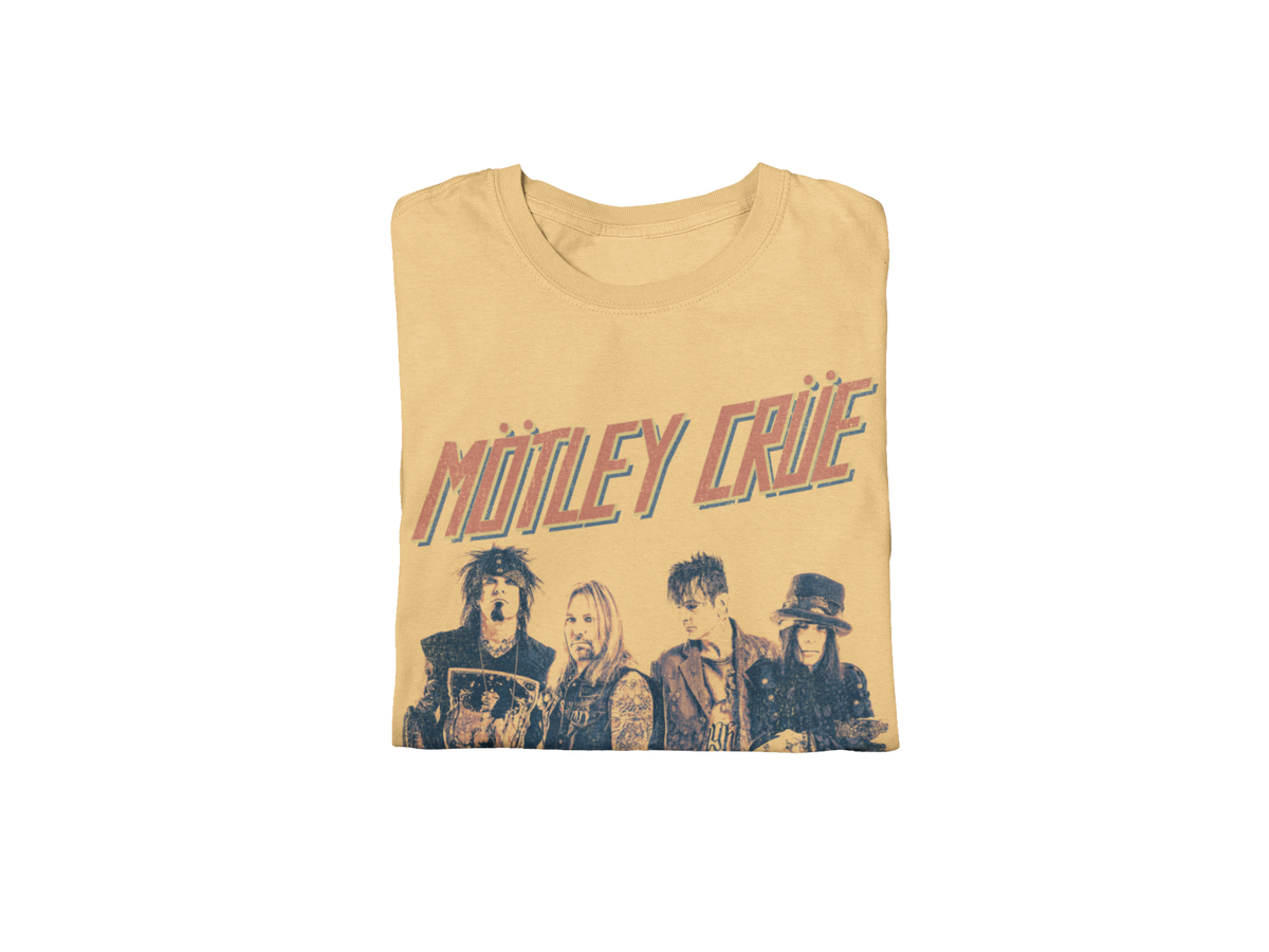 Stakes Motley Crue - Retro Boomin Jumbo Print T-Shirt Gold
