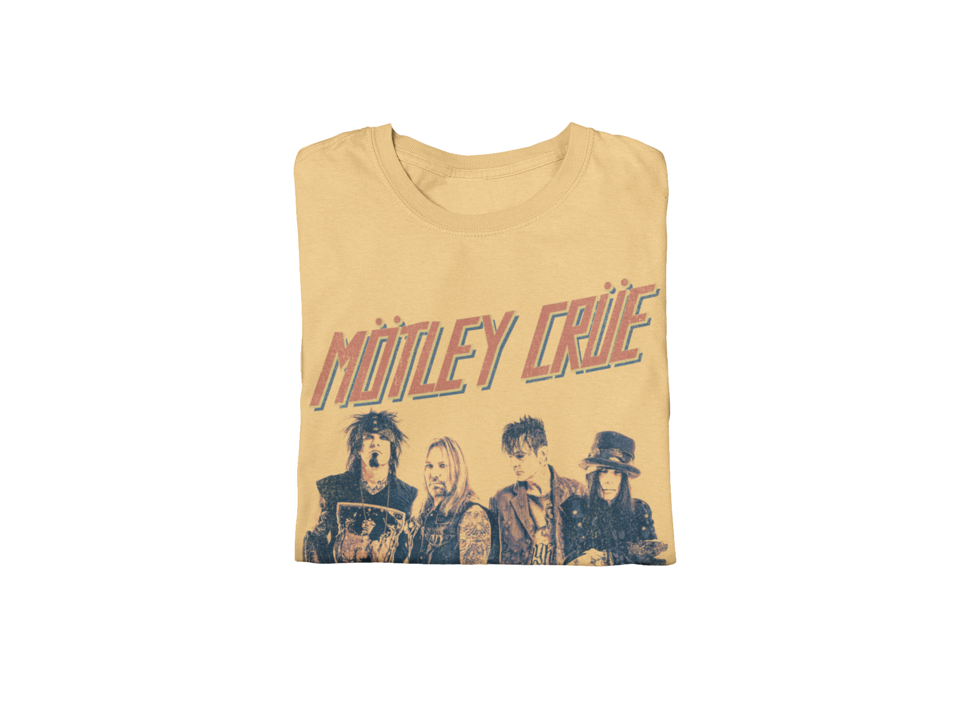 Stakes Motley Crue - Retro Boomin Jumbo Print T-Shirt Gold