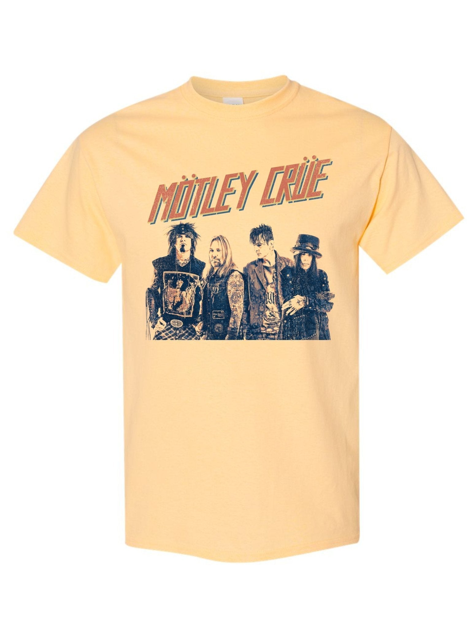 Stakes Motley Crue - Retro Boomin Jumbo Print T-Shirt Gold