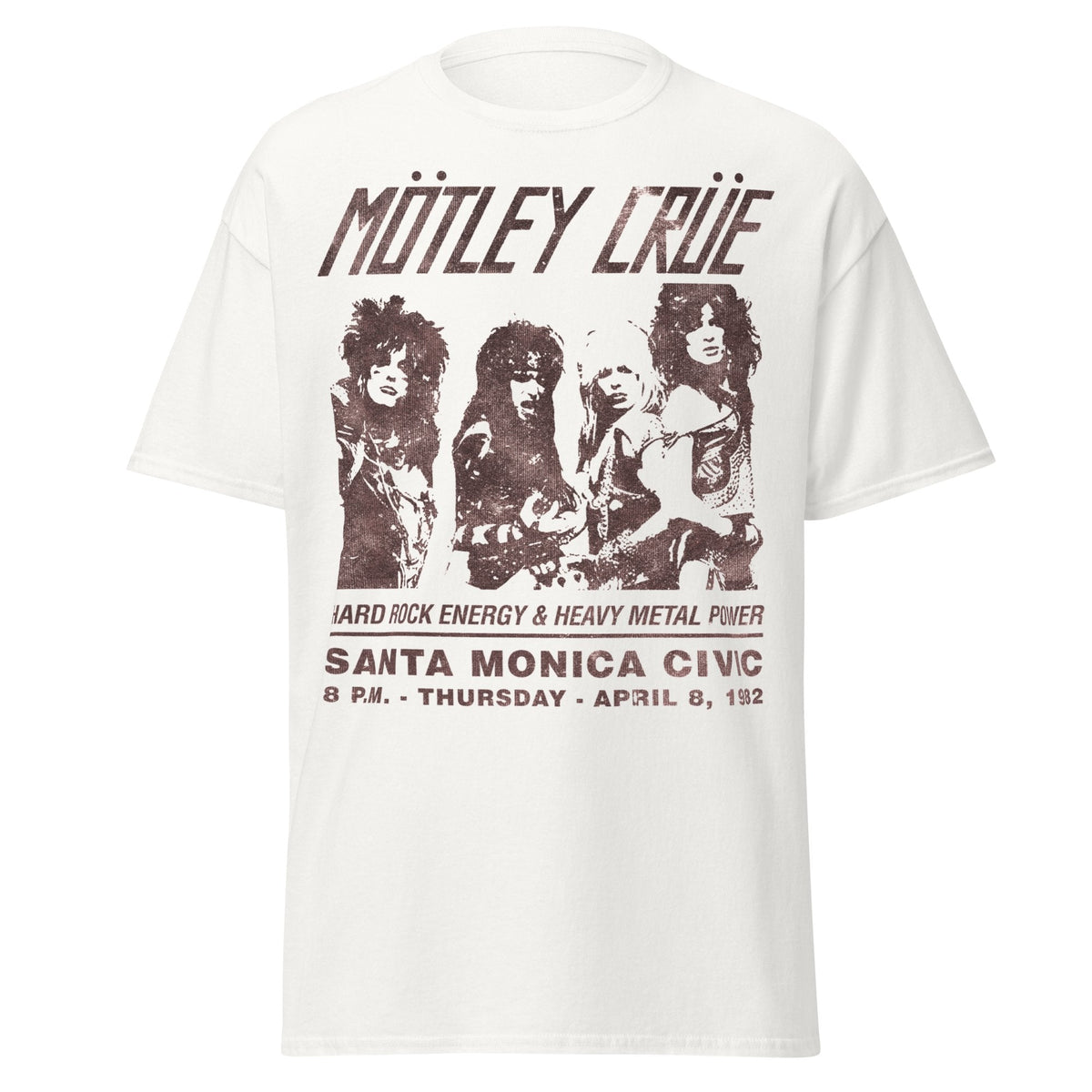 Stakes Motley Crue - Santa Monica Jumbo Print T-Shirt White