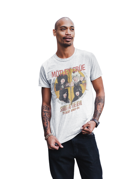Stakes Motley Crue - Shout 83/84 Tour Jumbo Print T-Shirt White