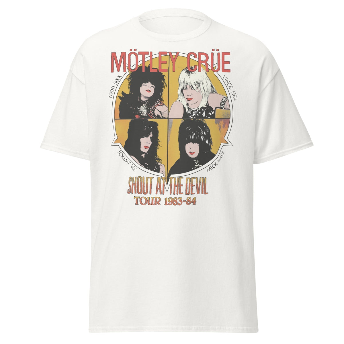 Stakes Motley Crue - Shout 83/84 Tour Jumbo Print T-Shirt White