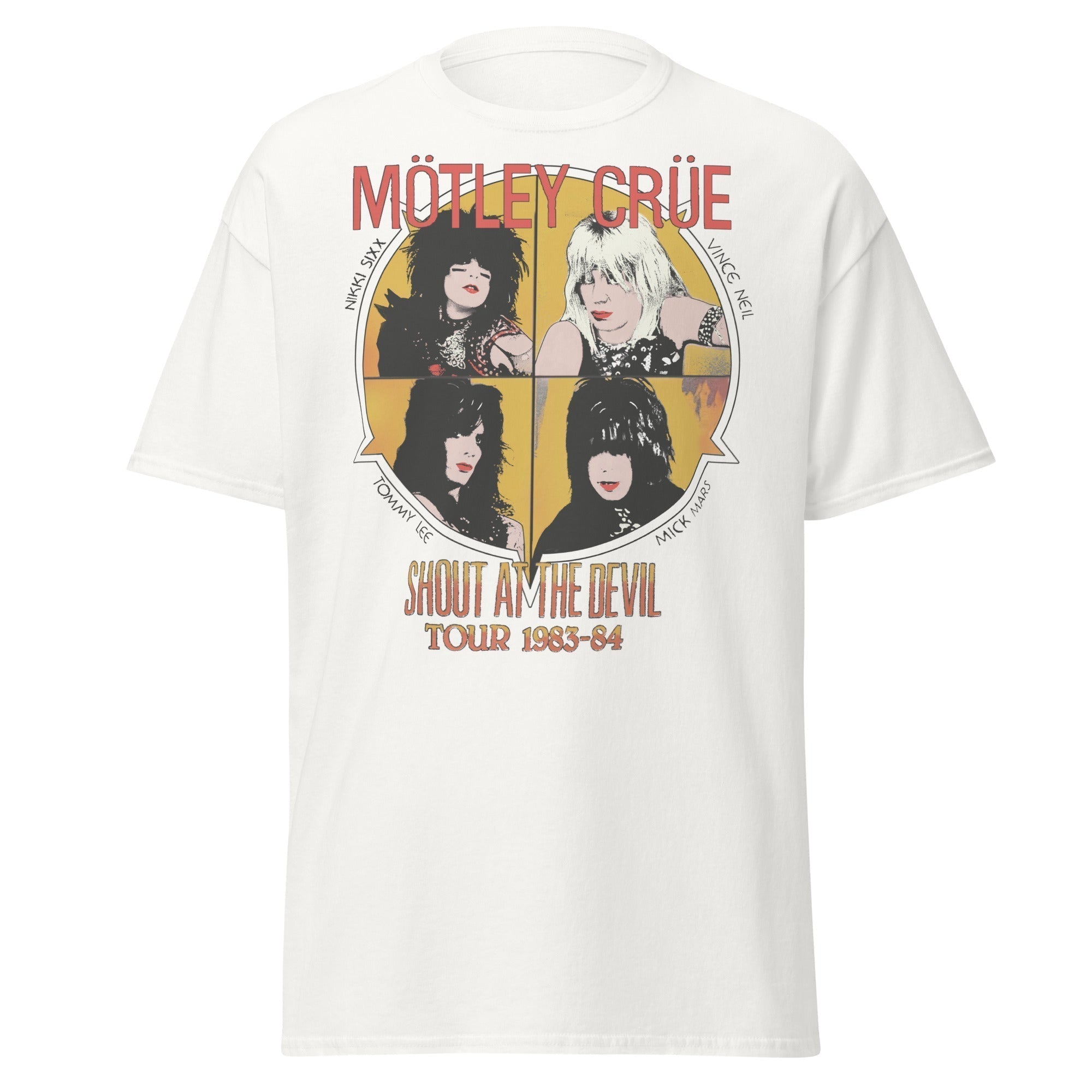 Stakes Motley Crue - Shout 83/84 Tour Jumbo Print T-Shirt White