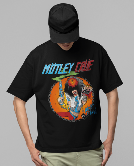 Stakes Motley Crue Smoking Allister Jumbo Print T-shirt Black