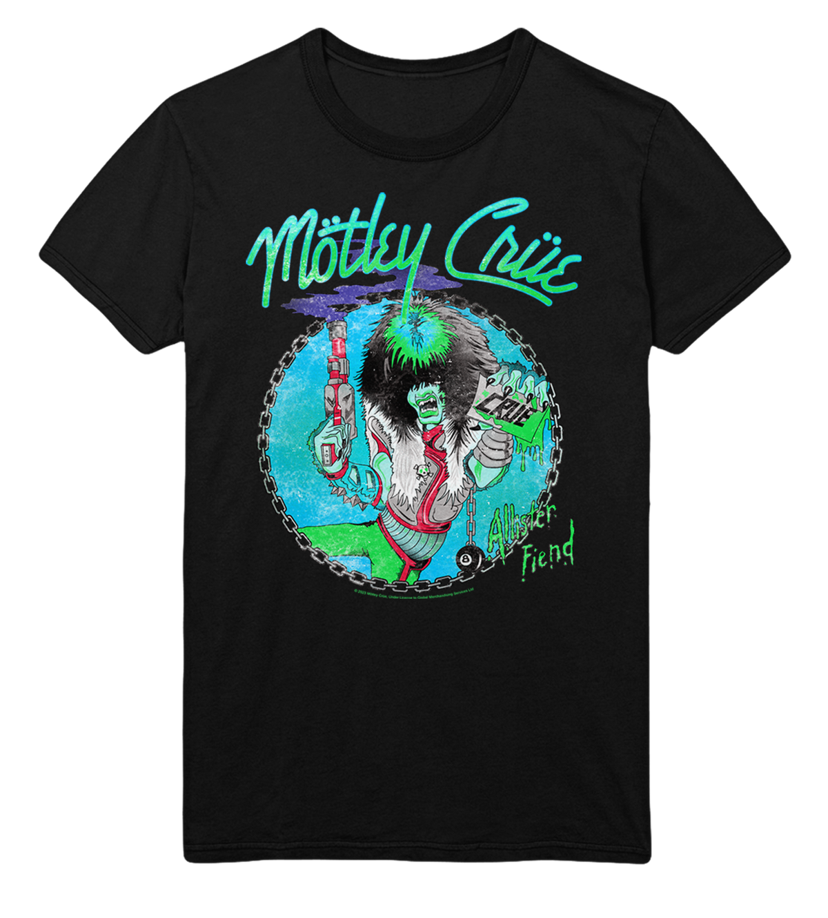 Stakes Motley Crue Turquoise Allister Jumbo Print T-Shirt Black