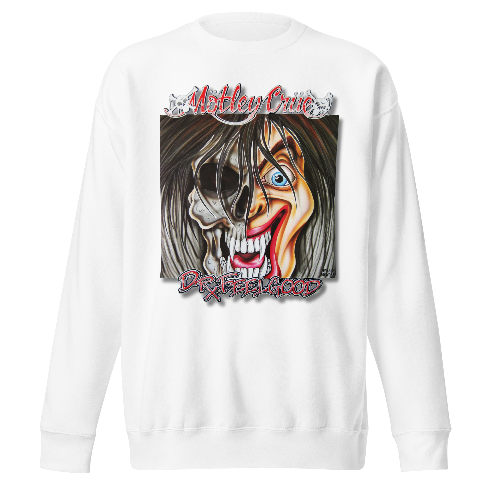 Stakes Motley Crue - Vintage Dr. Feelgood Jumbo Print Sweatshirt White