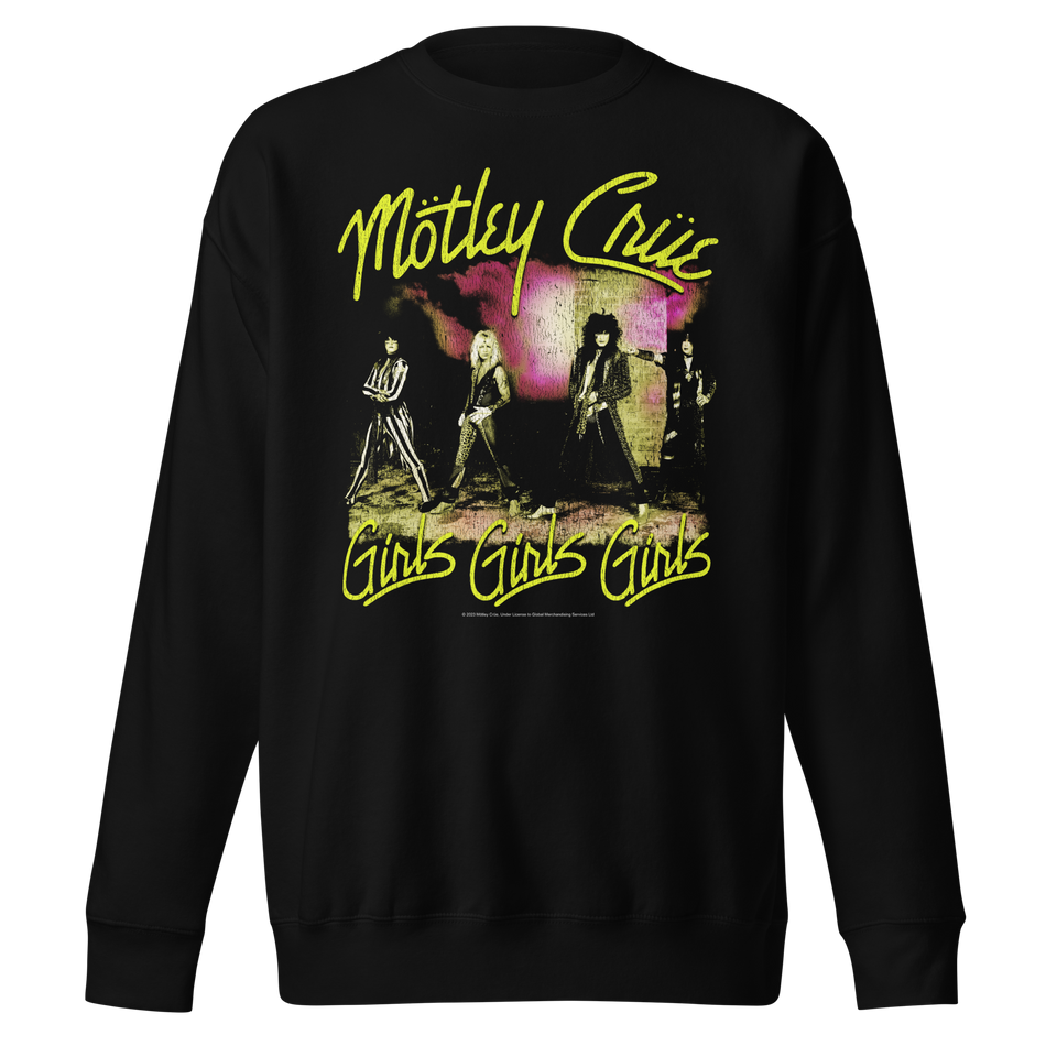 Stakes Motley Crue Yellow Girls Jumbo Print Sweatshirt Black