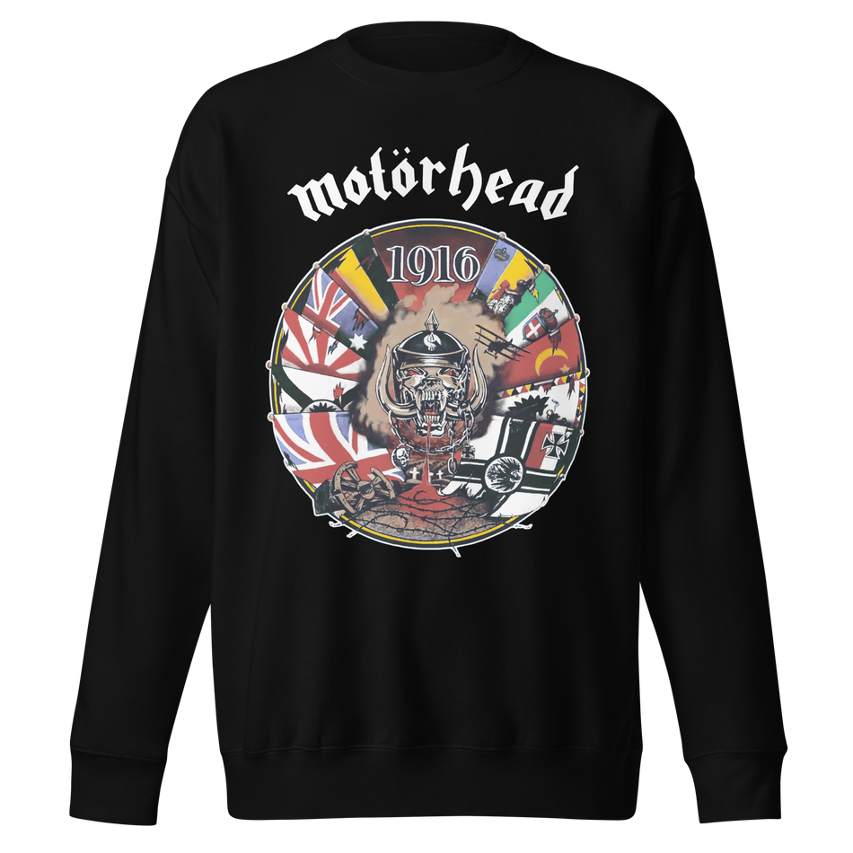 Stakes Motorhead - Vintage 1916 Jumbo Print Sweatshirt Black