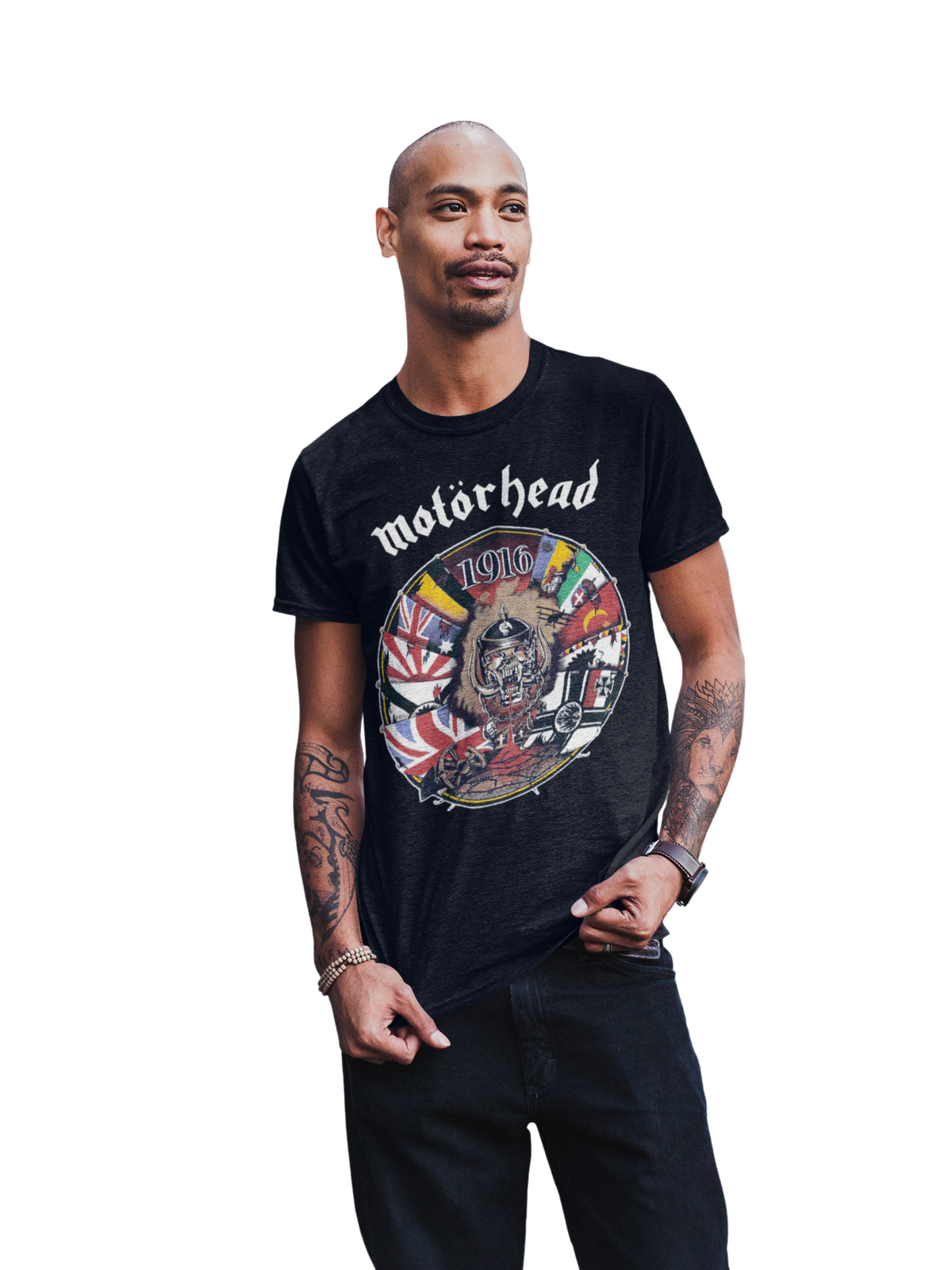 Stakes Motorhead - Vintage 1916 Jumbo Print T-Shirt Black