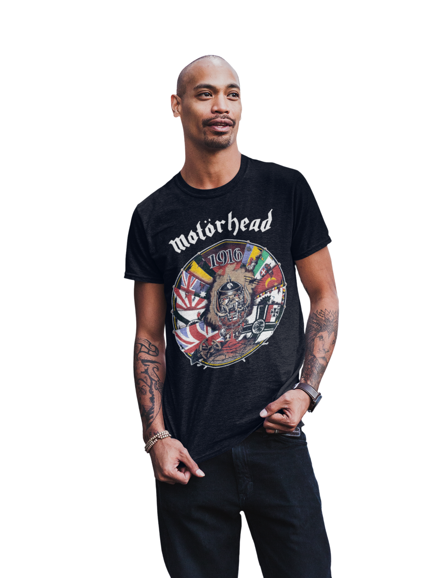 Stakes Motorhead - Vintage 1916 Jumbo Print T-Shirt Black
