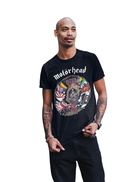 Stakes Motorhead - Vintage 1916 Jumbo Print T-Shirt Black