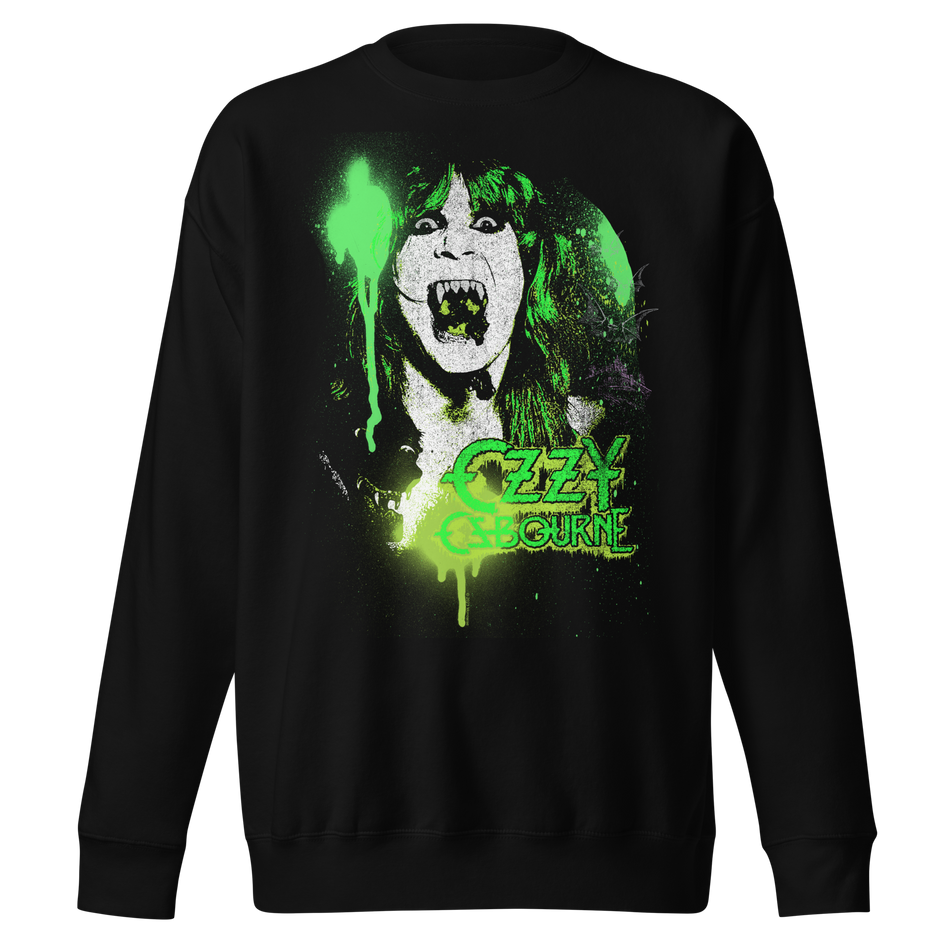 Stakes Ozzy Osbourne Green Screaming Jumbo Print Sweatshirt Black