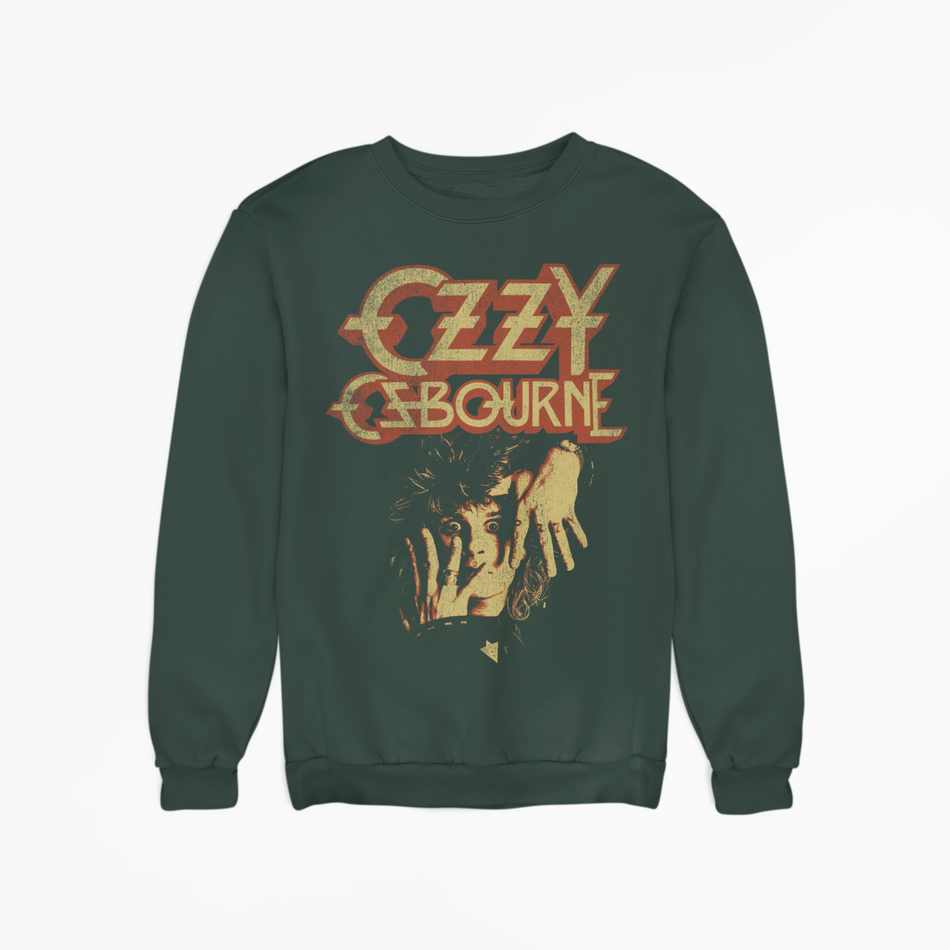Stakes Ozzy Osbourne - Late 80s Vintage Ozzy Jumbo Print Sweatshirt Green