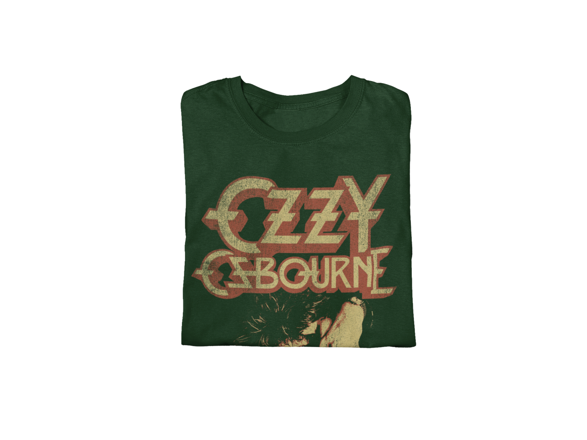 Stakes Ozzy Osbourne - Late 80s Vintage Ozzy Jumbo Print T-Shirt Green