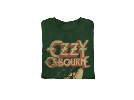 Stakes Ozzy Osbourne - Late 80s Vintage Ozzy Jumbo Print T-Shirt Green
