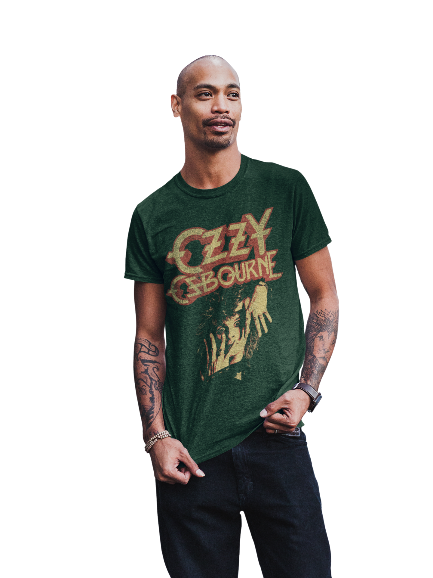 Stakes Ozzy Osbourne - Late 80s Vintage Ozzy Jumbo Print T-Shirt Green
