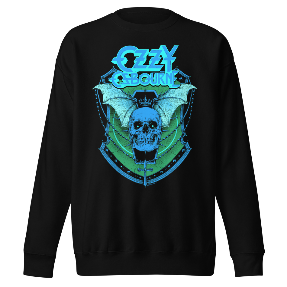 Stakes Ozzy Osbourne Neon Blue Bat Jumbo Print Sweatshirt Black
