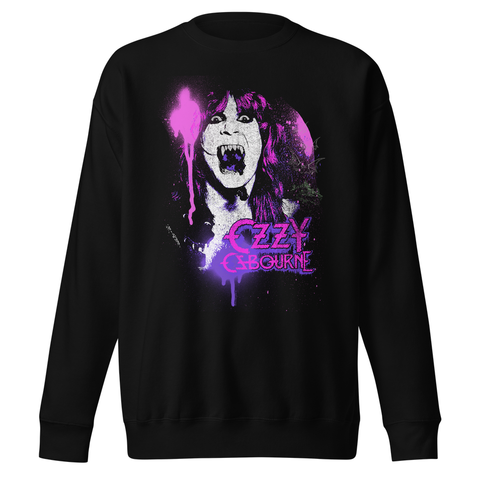 Stakes Ozzy Osbourne Purple Screaming Jumbo Print Sweatshirt Black