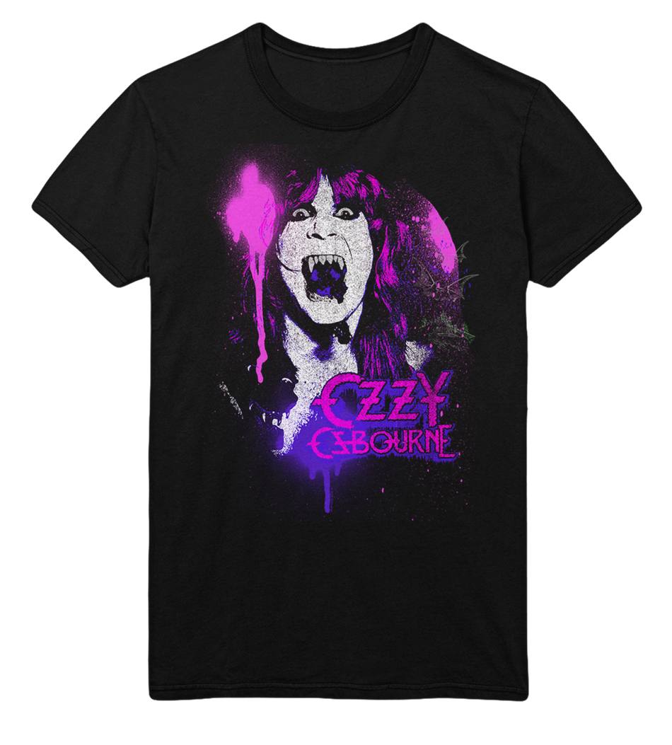 Stakes Ozzy Osbourne Purple Screaming Jumbo Print T-Shirt Black