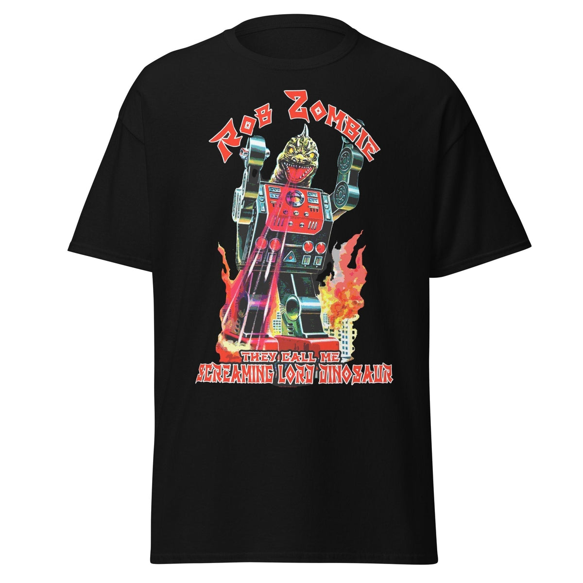 Stakes Rob Zombie Lord Dinosaur Jumbo Print T-Shirt Black