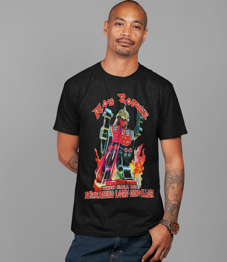 Stakes Rob Zombie Lord Dinosaur Jumbo Print T-Shirt Black