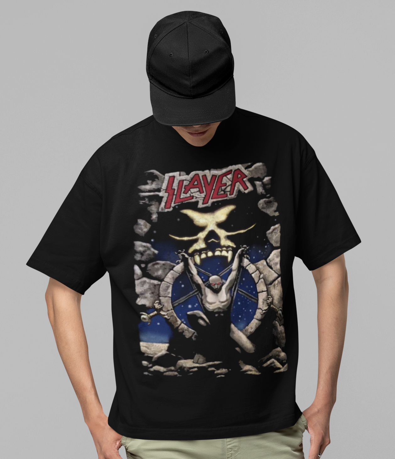 Stakes Slayer - Bow Down Jumbo Print T-Shirt Black