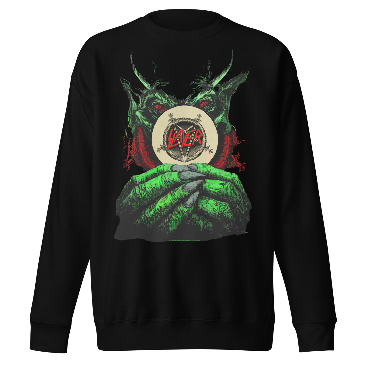 Stakes Slayer Demon Hands Vintage Jumbo Print Sweatshirt Black